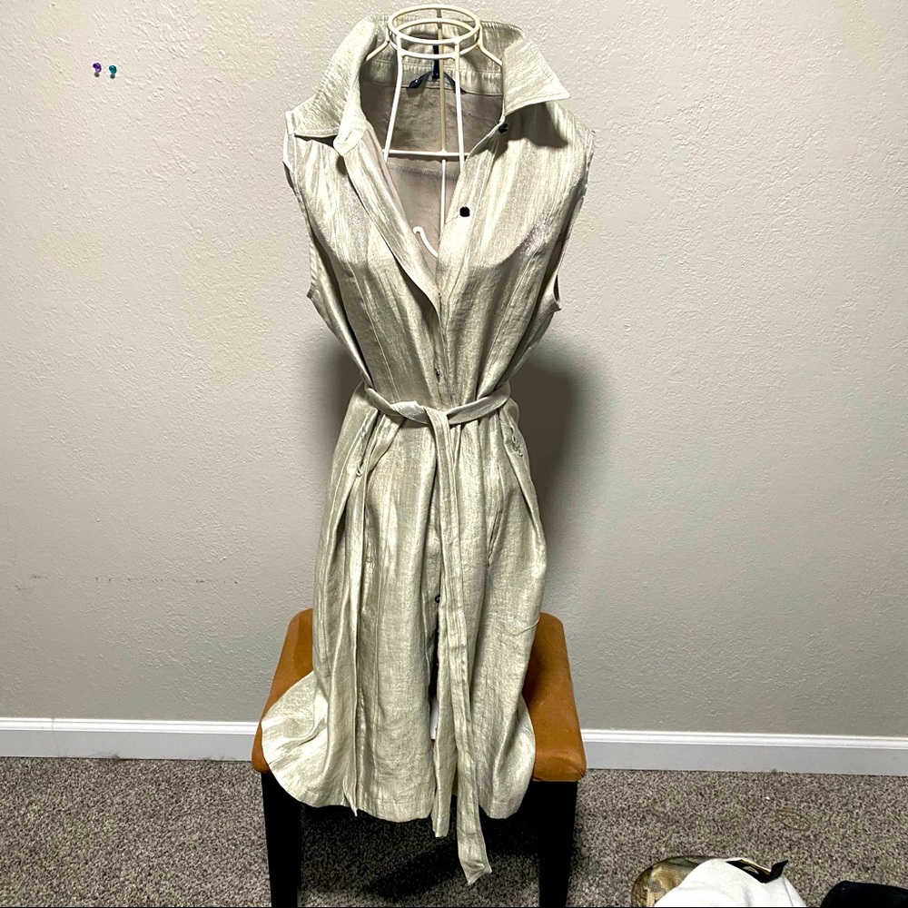 White House Black Market Button-Up Gold Dress